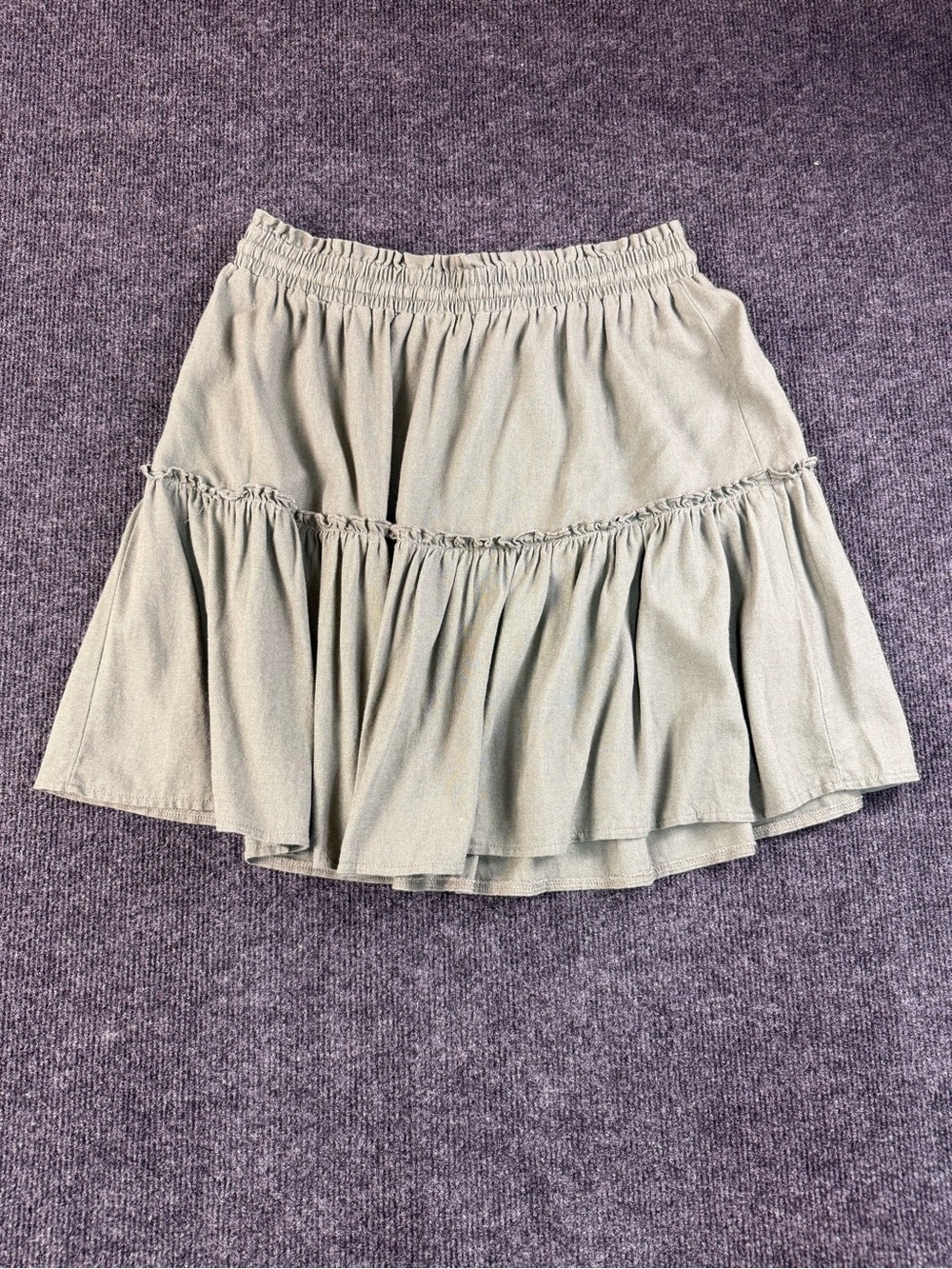 Light Sage Olive Color way Tiered Women’s Skirt with Drawstring Waist - Picture 3 of 7